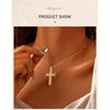 Cross Zircon Pendant Necklace for Women, 18k Gold Plated Clavicle Chain Necklace Religion Jewelry