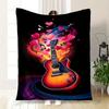 Love Music Guitar Art Print PosterBlanket Flannel Throw Blanket for Sofa, Bed, Travel, Camping, Office