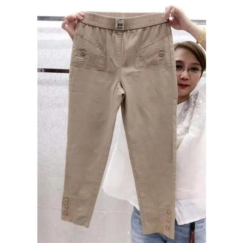 Pantaloni Casual Sottili in Cotone e Lino da Donna Primavera Estate Taglia Grande Larghi Harem Slim Pantaloni Dritti a Nove Quarti Moda Femminile