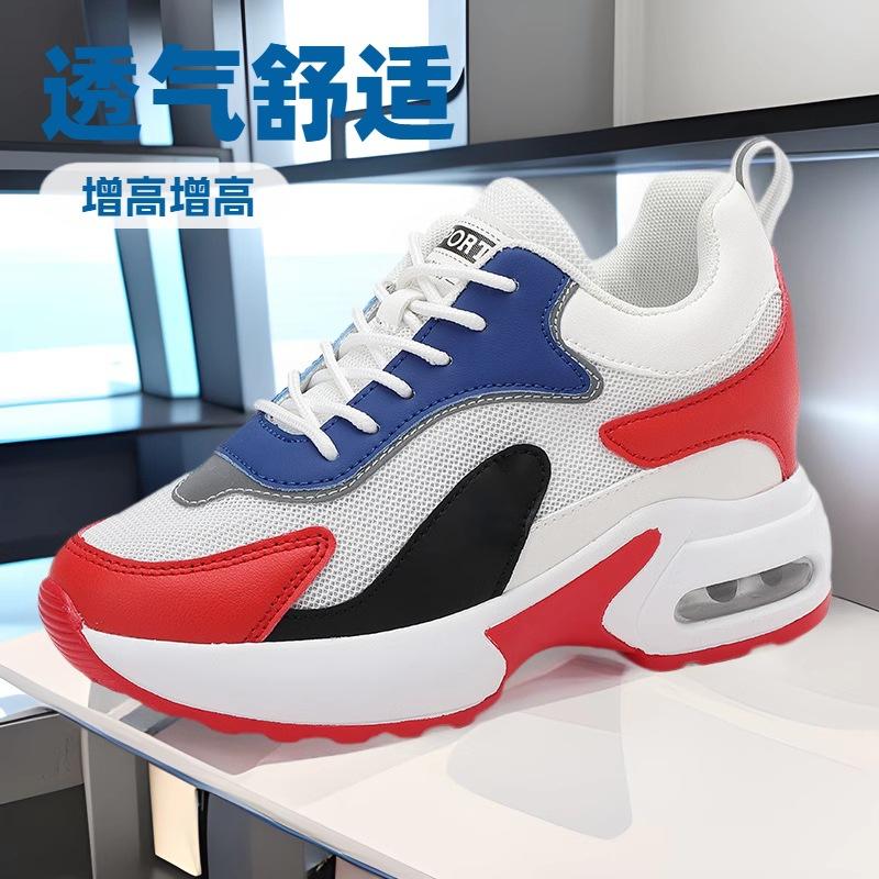 2025 new inner heightening women's shoes small thick-soled mesh breathable pad shock absorption casual shoes sports shoes