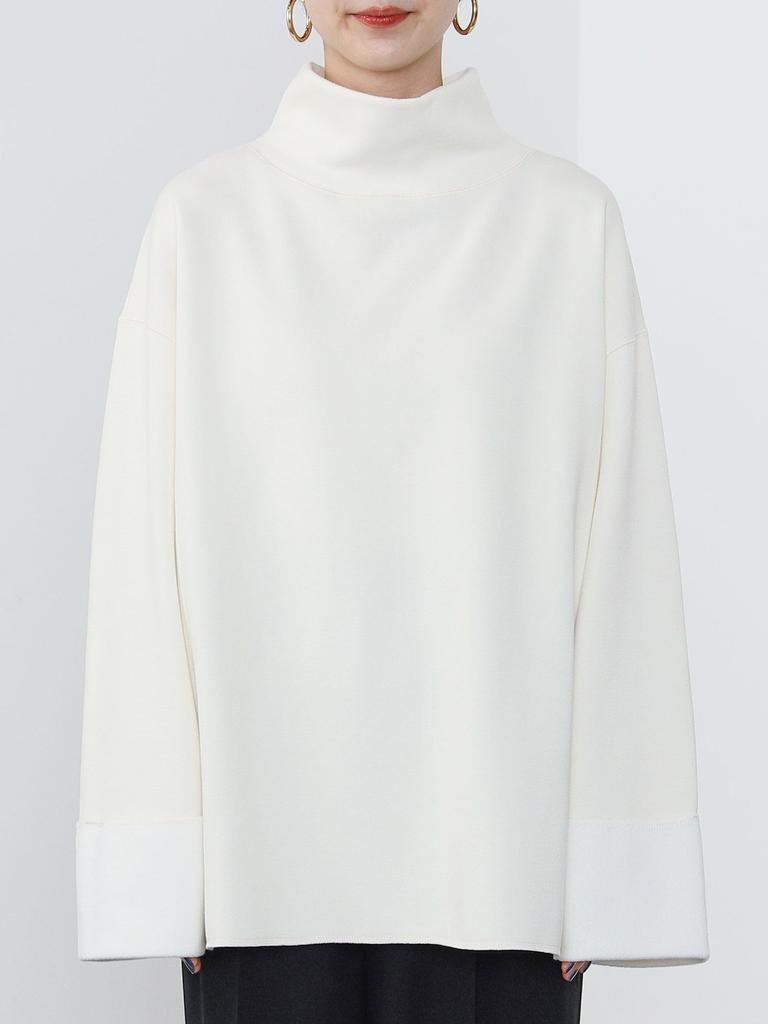 TEE Pullover mit Stehkragen und weiten Ärmeln, Elfenbein, Einheitsgröße [Beams Heart], L/S, Damen