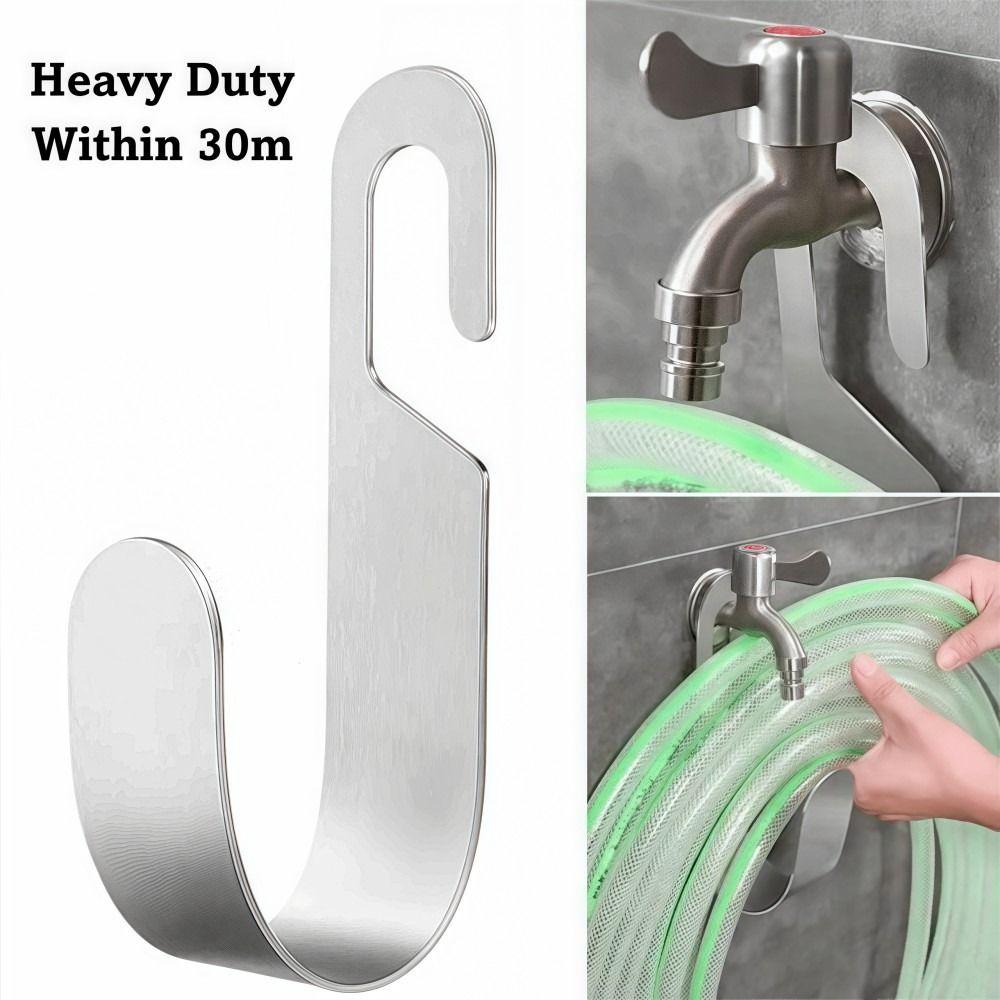 Stainless Steel Garden Hose Holder Heavy Duty Hose Storage Rack Hose Hanger  For Home Garden Yard