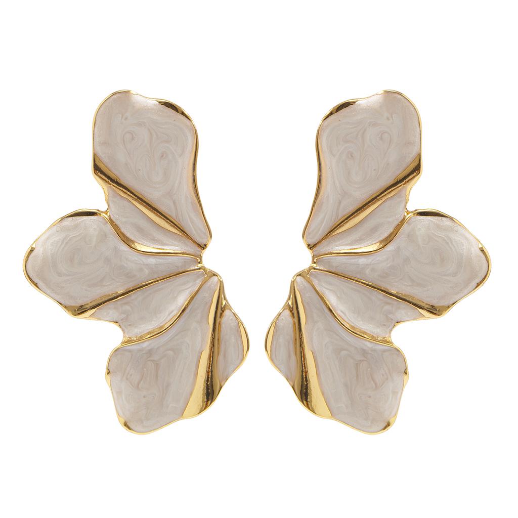 Ingemark 5 Colors Boho Oil Drip Metal Stud Earrings for Women Trendy Kpop Petal Flower Piercing Earrings Y2K Zircon Accessories