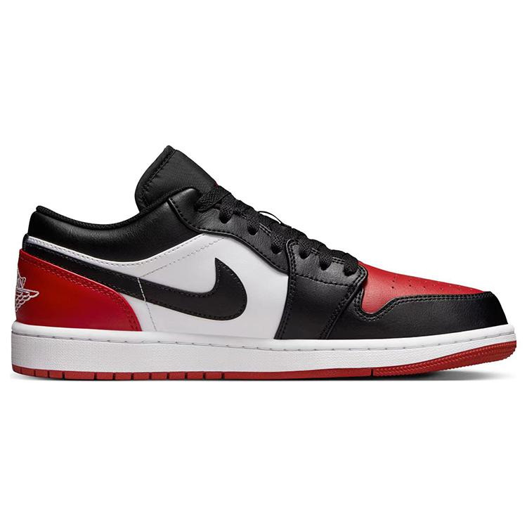 Jordan Air Jordan 1 Abrasion Resistant Breathable Low Top Vintage Basketball Shoes Women's Bred Toe 553560-161(Team10-)
