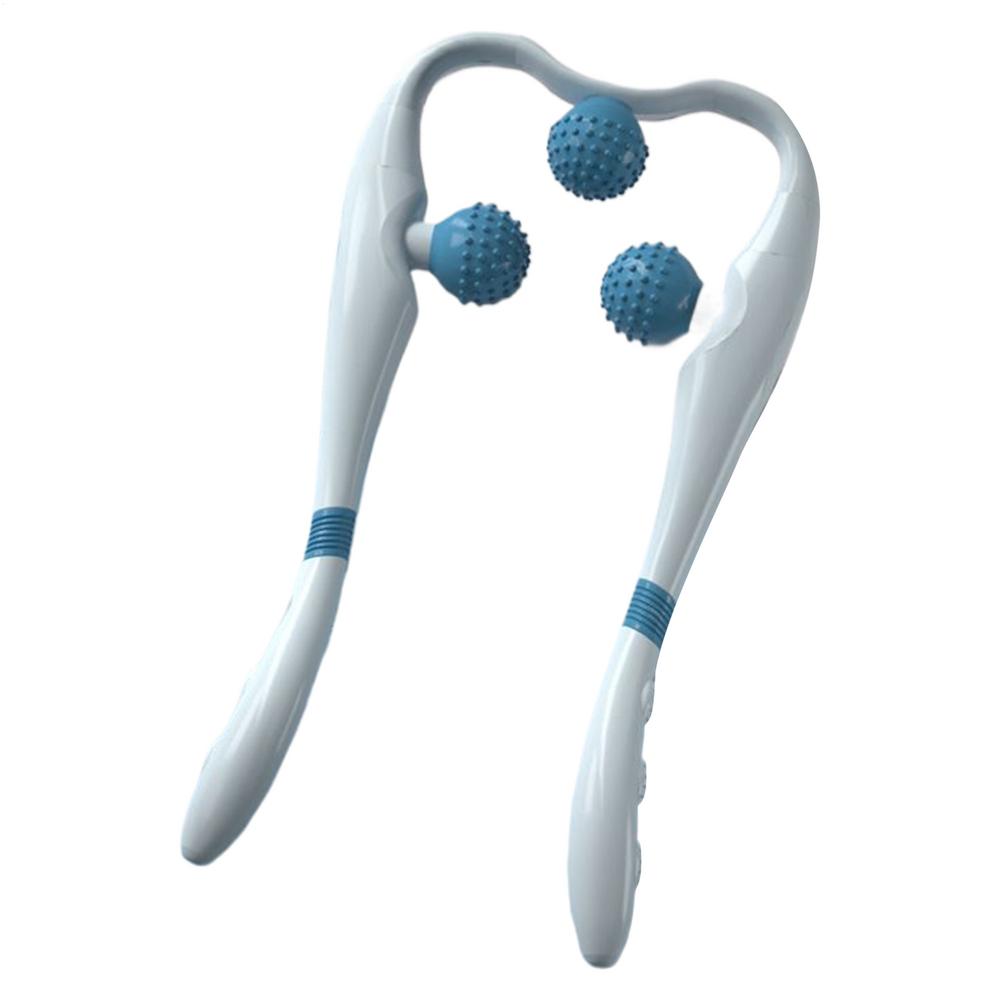 Массажный ролик для шеи Ручной массажер для снятия напряжения в шее Ручной шейный релаксатор с 3 шариками Портативный электрический массажный инструмент синий