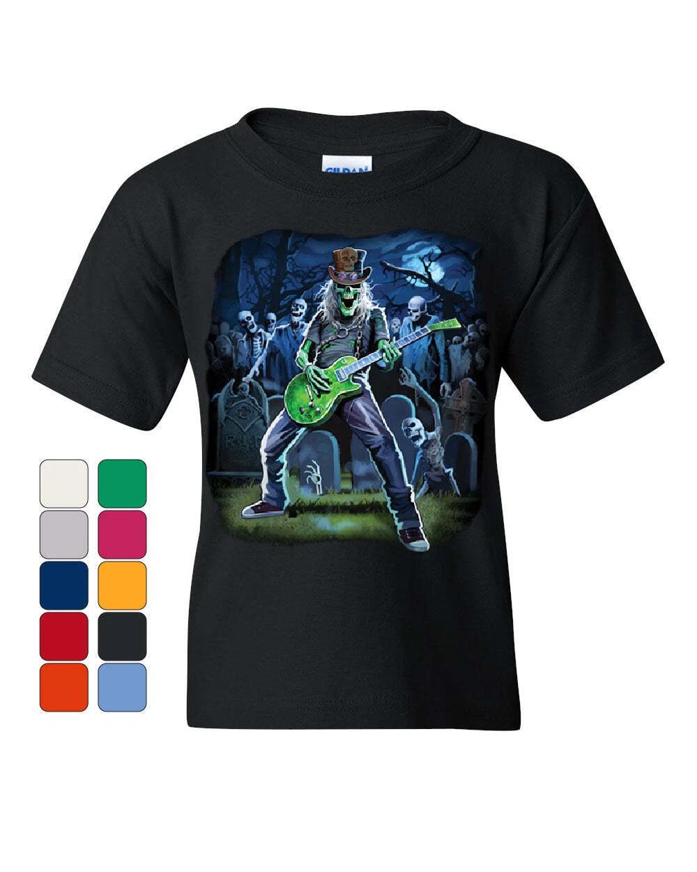 Zombie Rock Youth kids boys T-Shirt Heavy Death Metal Music Skull Hard Rock Kids Tee 160