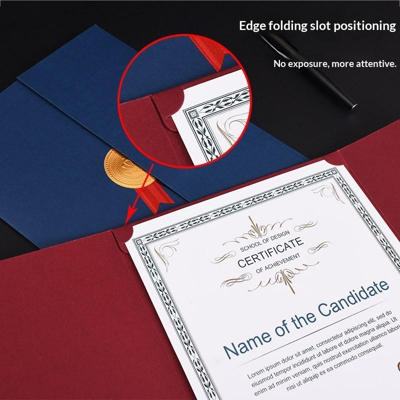 Graduation A4 Award Certificate Holder Three-Fold Page Paper Envelope Document Folder Gilding Process Exquisite Diploma Cover