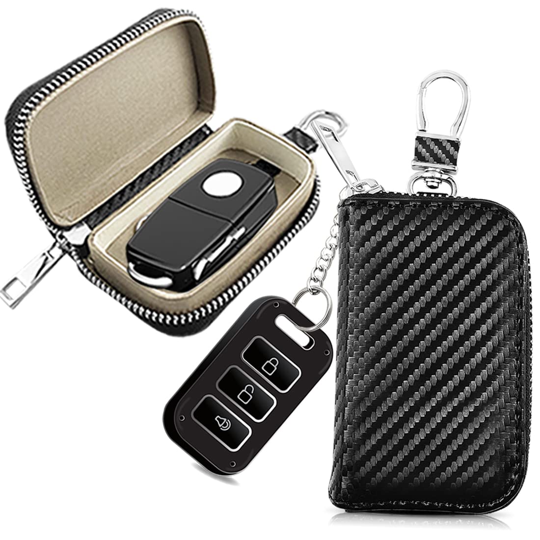 

[Valart] Car Key Case Faraday Cage Anti-Hack Case Blocker RFID Signal Blocker (A - 2 Key Cases)