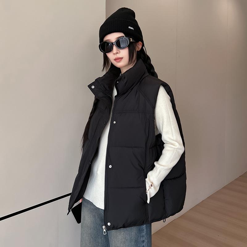 Cotton Vest Stand Collar Women's Vest Autumn and Winter New Loose and Versatile Vest Vest Women's Jacket
