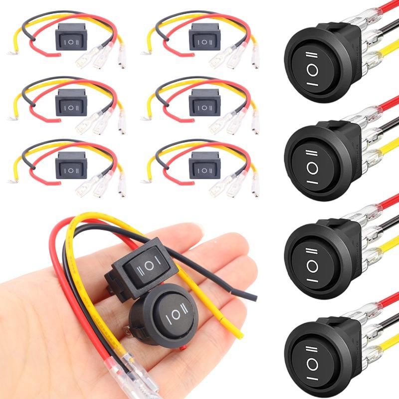 Three-Position Modified Auto and Motorcycle Boat Switch ON/Off Round Toggle Switch with Leads for Automotive Marine 1/2pcs
