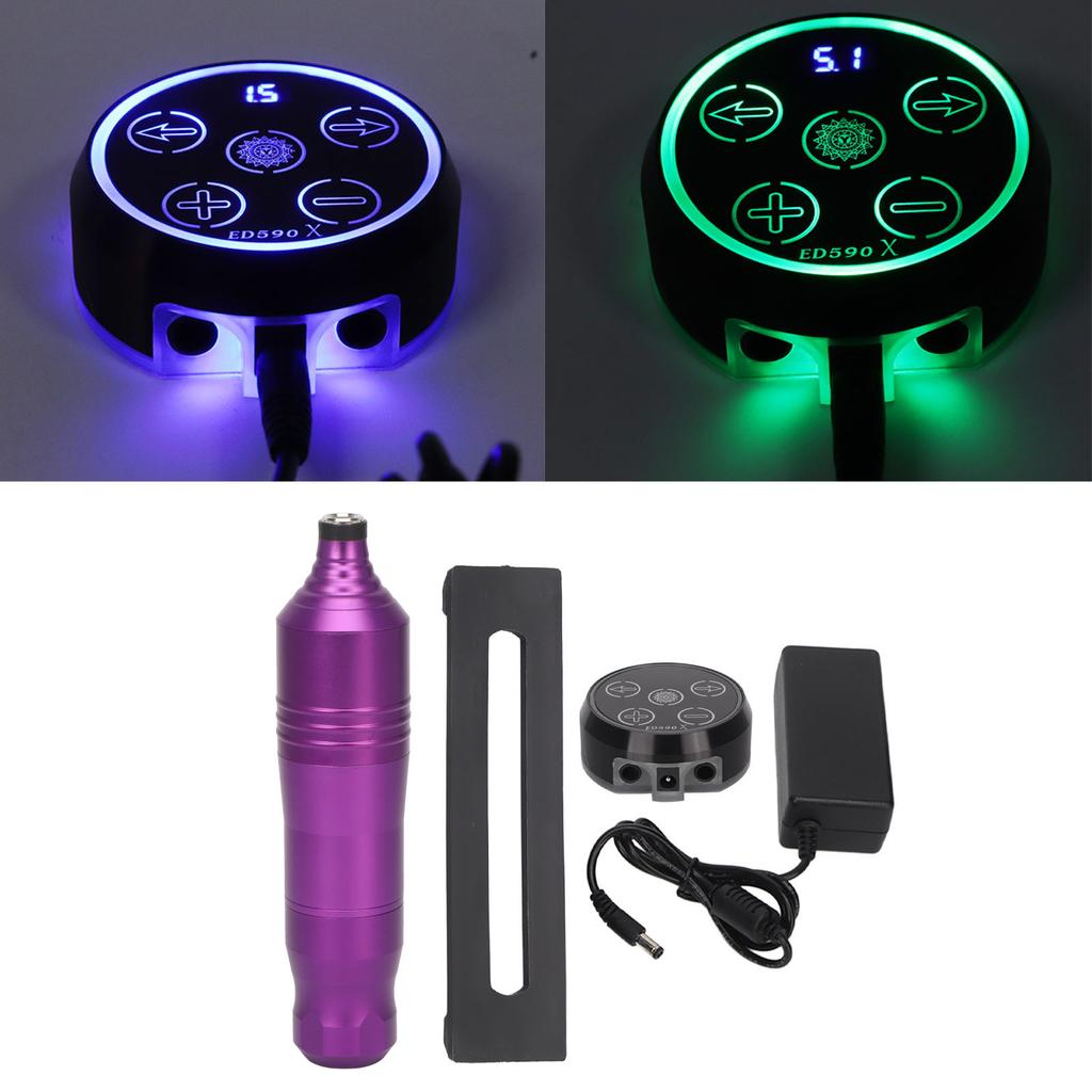 Rotary Tattoo Pen Kit Cartridge Needle Professional Complete Tattoo Power Supply Kit 100‑240V EU