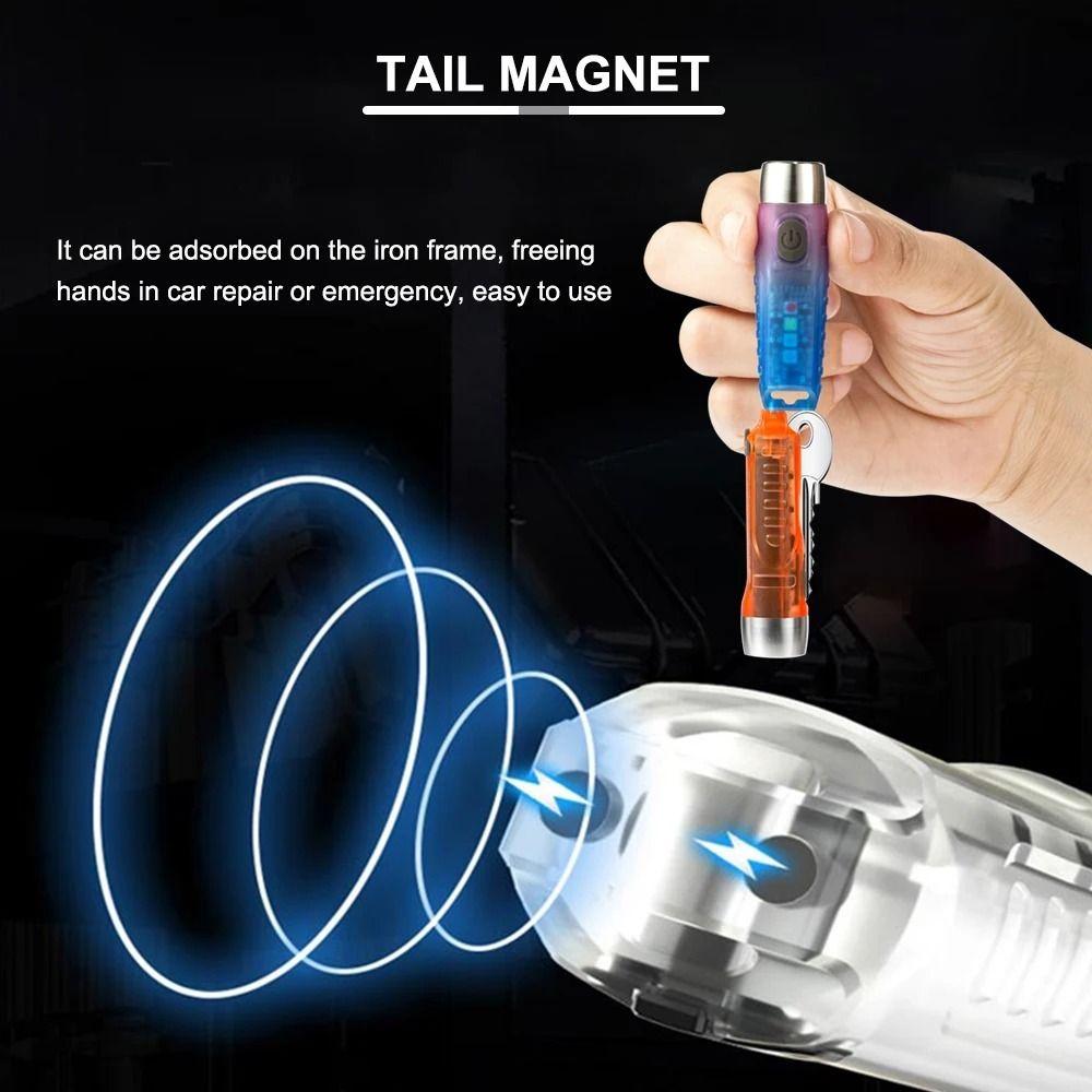 Super Bright Mini Keychain Flashlight 11 Modes High Power Portable Pocket Flashlight USB-C Rechargeable Multifunctional