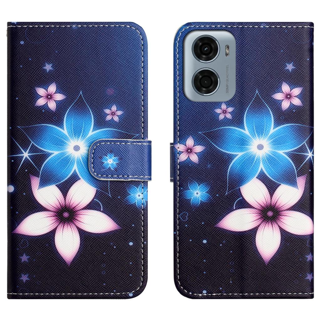 For Motorola Moto G06 4G Case Pattern Print PU Leather Wallet Phone Cover Cross Texture