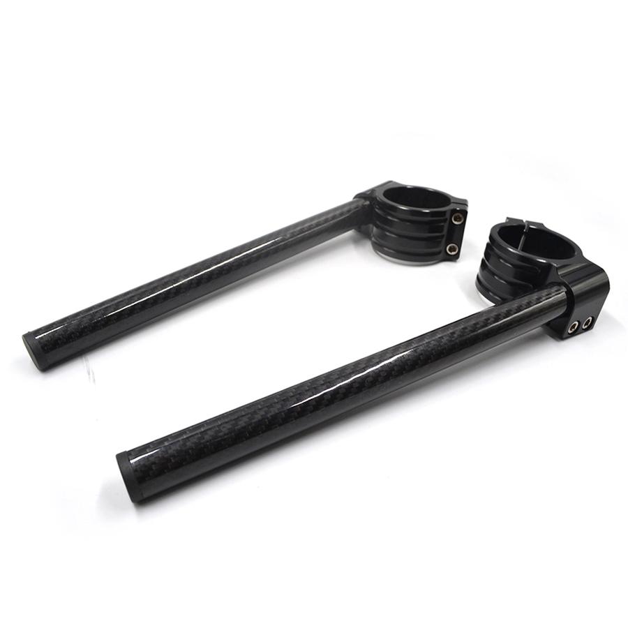 100% Real Carbon Fiber Clip-On Motorcycle 7/8" Handlebars 35mm Fork Tube For Cafe Racer Universal
