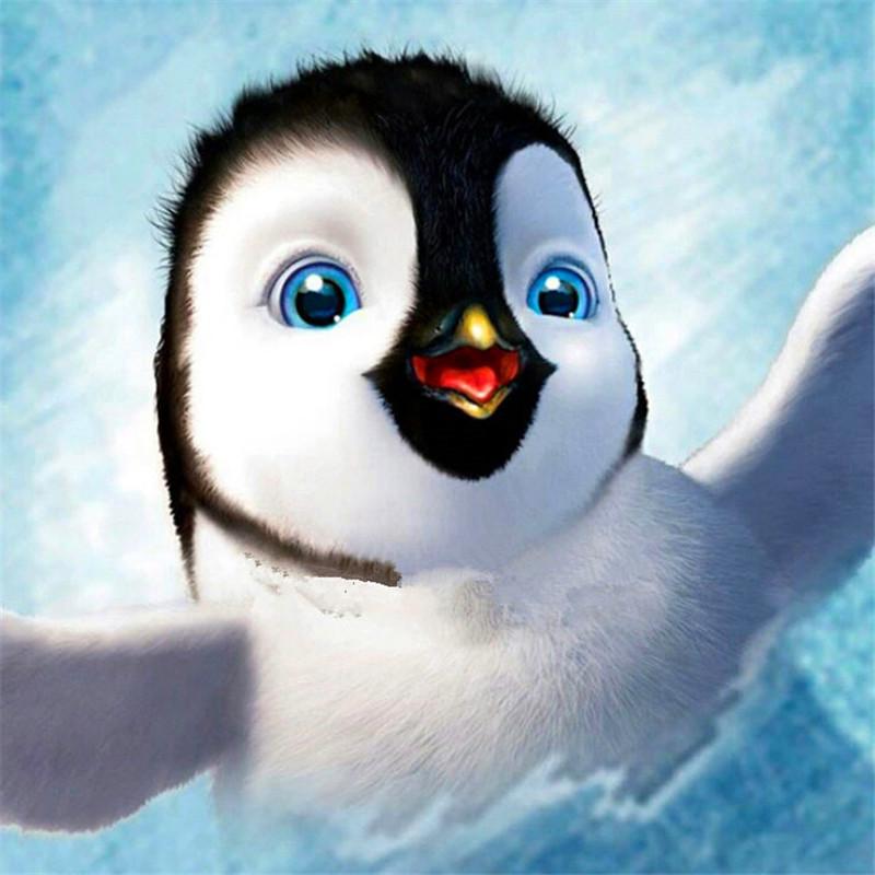 Huacan 5D DIY Full Drill Penguin 5D Embroidery DIY Craft Cross Stitch