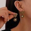 Retro and Old Zircon Bear Head Flower Silver Needle Earrings French Premium Earrings.