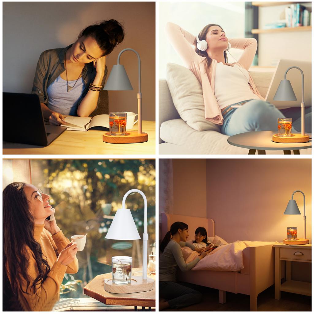 Dimmable Candle Warmer Lamp Scented Candles Wax Melt Lantern Bedroom Table Lamp with 2/4/8H Timer