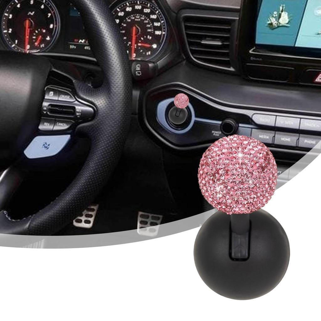 Car Push To Start Button Locker, Diamond Studded Car One-Touch Start Rocker Ball, Decorative