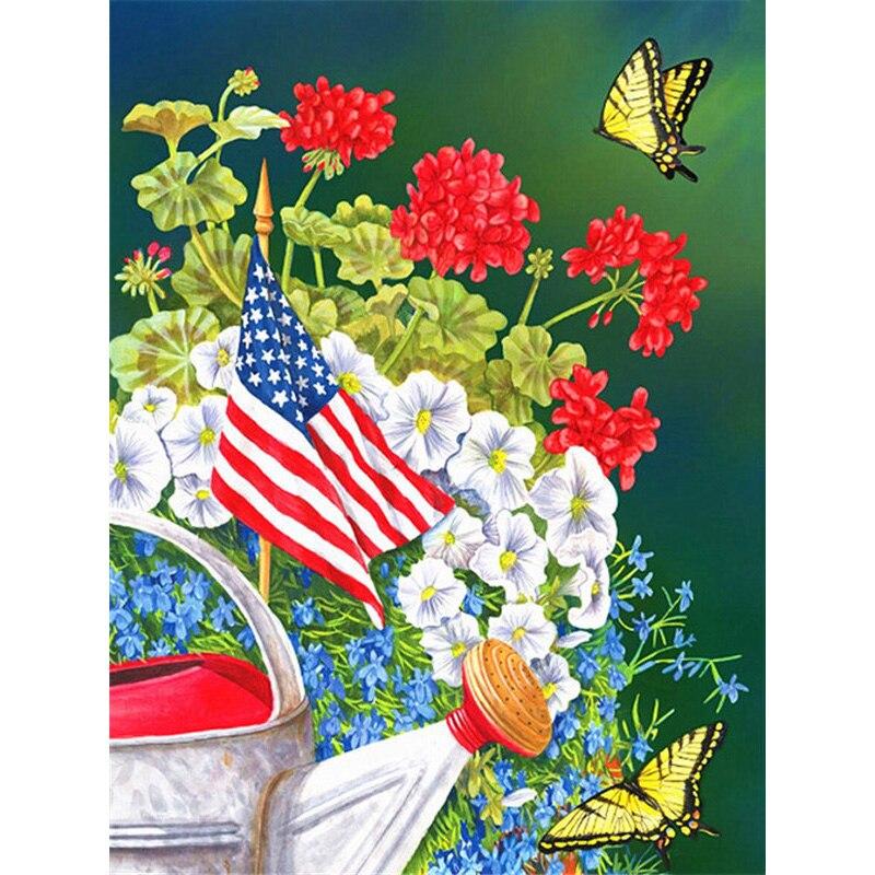 New 5D DIY Diamond Painting Flag Diamond Embroidery Flowers Scenery Cross Stitch Full Round Drill Home Decor Manual Gift