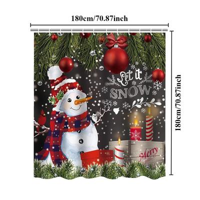 Merry Christmas /Santa Claus/Shower Curtains Holiday Farmhouse Home Fabric Bath Curtain Bathroom Decor/cow Print Blanket