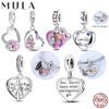 925 Silver Mother's Love Embrace Heart Shape Charms Beads Pendants Fit S925 Bracelet Necklace Fine DIY Jewelry