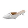 Fashion 2025 Summer Fashion Women Pointed Toe Slipper Nude White Square Low Heels Outsides Ladies Slides Casual Beach Mules Slides Shoes