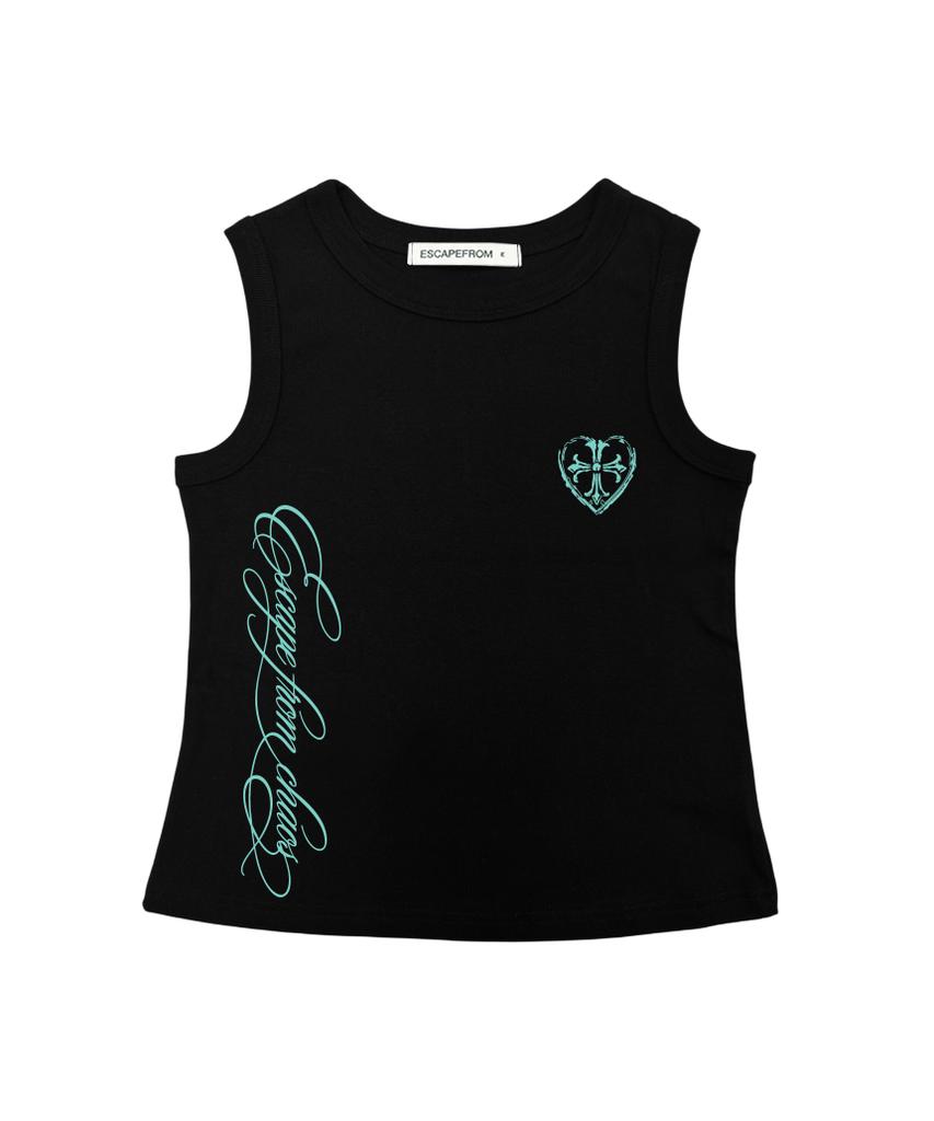 ESCAPEFROM Escf Lettering Cross Print Sleeveless Grey