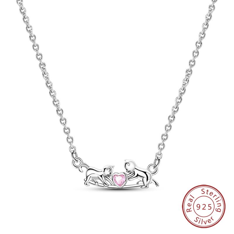 925 Silver Luminous Firefly Heart Shaped Zircon Pendant Necklace For Women Fashion Anniversary Birthday Jewelry Gifts