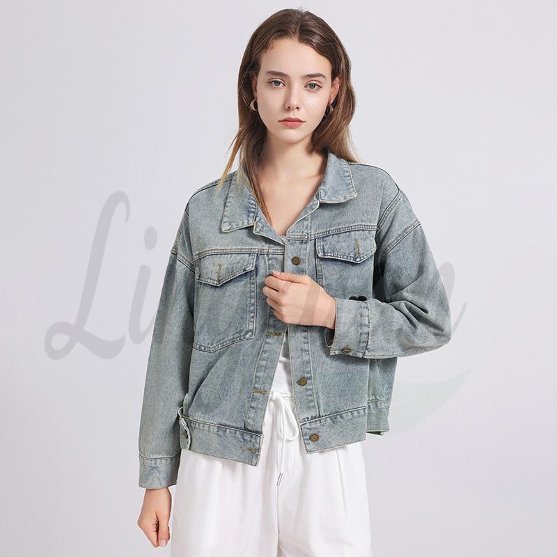 French Fashion Distressed Embroidered Layered Denim Jacket M синий
