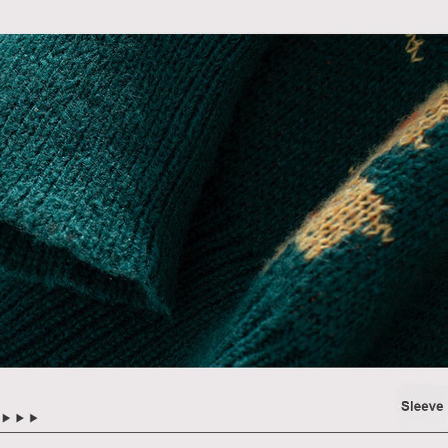 Autumn Leaf Pattern Knit Sweater for Women