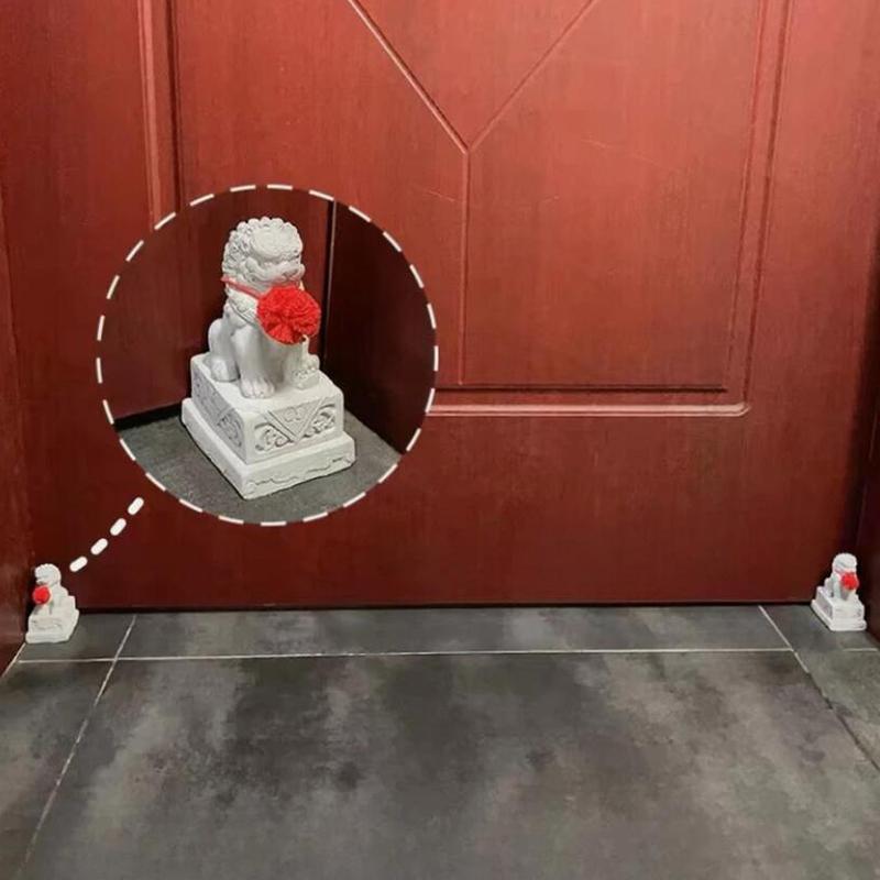 2 Pcs Chinese Chic Feng Shui Awakening Lion Stone Figurines Mini Stone Lion Statues Desktop Living Room Doorway Decor Ornaments