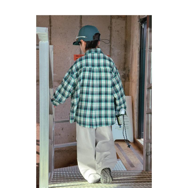 Boys Plaid Long Sleeve Shirt Casual Spring Kids Top