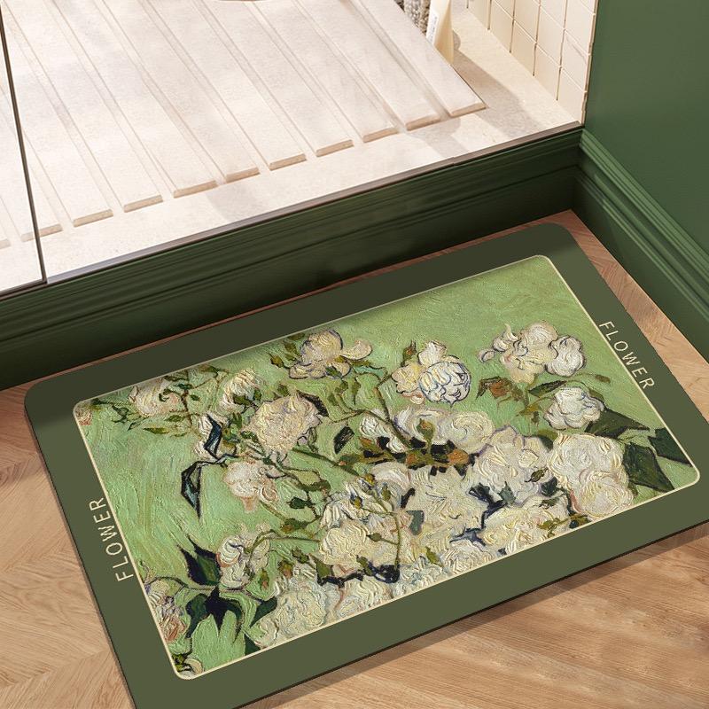 1PC Light Luxury Elegant Diatomaceous Mud Mat Bathroom Absorbent Non-Slip Mat Home Toilet Easy To Care Mat Home Decor