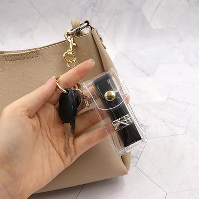 Portachiavi Custodia Chapstick PVC Trasparente Porta Rossetto per Esterno Balsamo Labbra Rossetti Portachiavi Accessorio