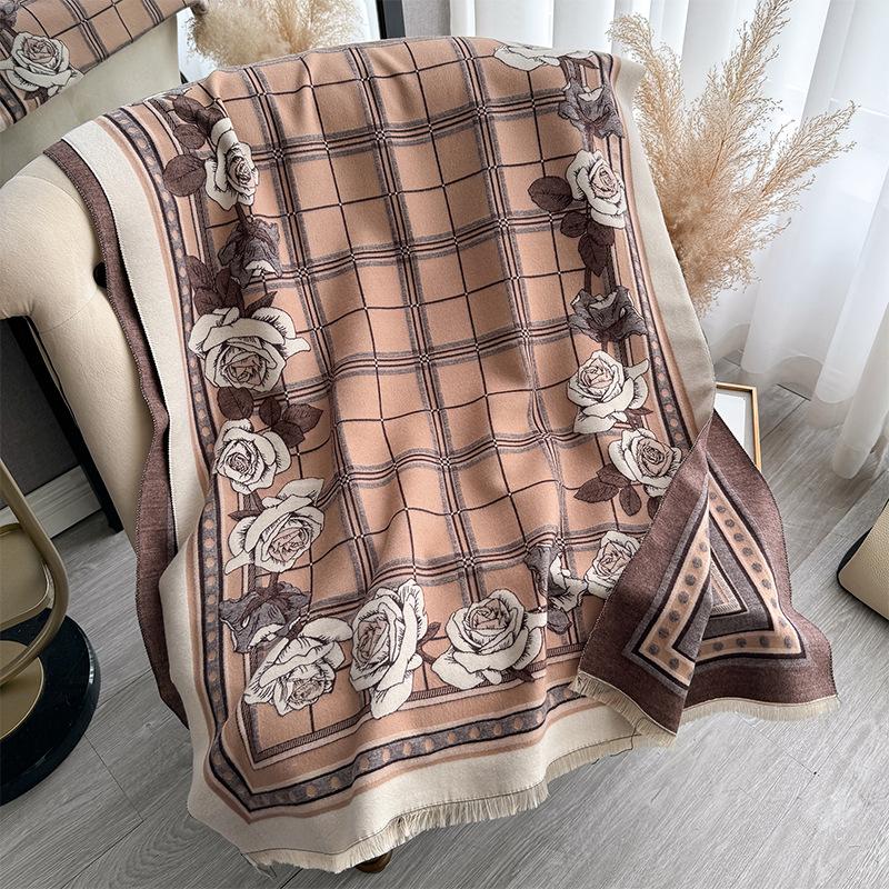 

Зимний шарф из имитации кашемира, стиль девушки Мори, суб-роза, двусторонний, высококачественная теплая шаль 185cm верблюд