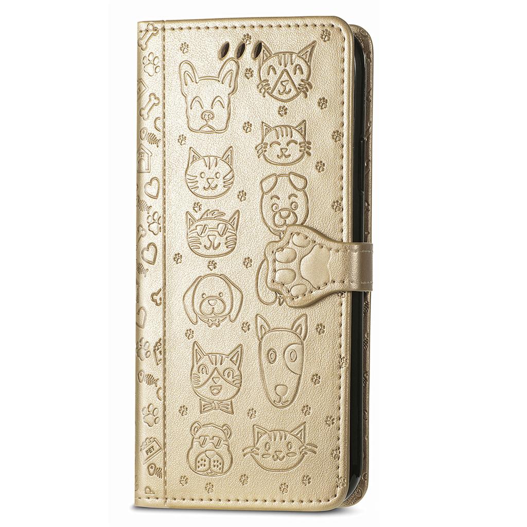 Custodia a Portafoglio Flip in Pelle per Samsung Galaxy A17 A16 A15 A14 A13 A12 A07 A06 A05 A05S A04S Gatto e Cane in Rilievo, Copertura Telefono