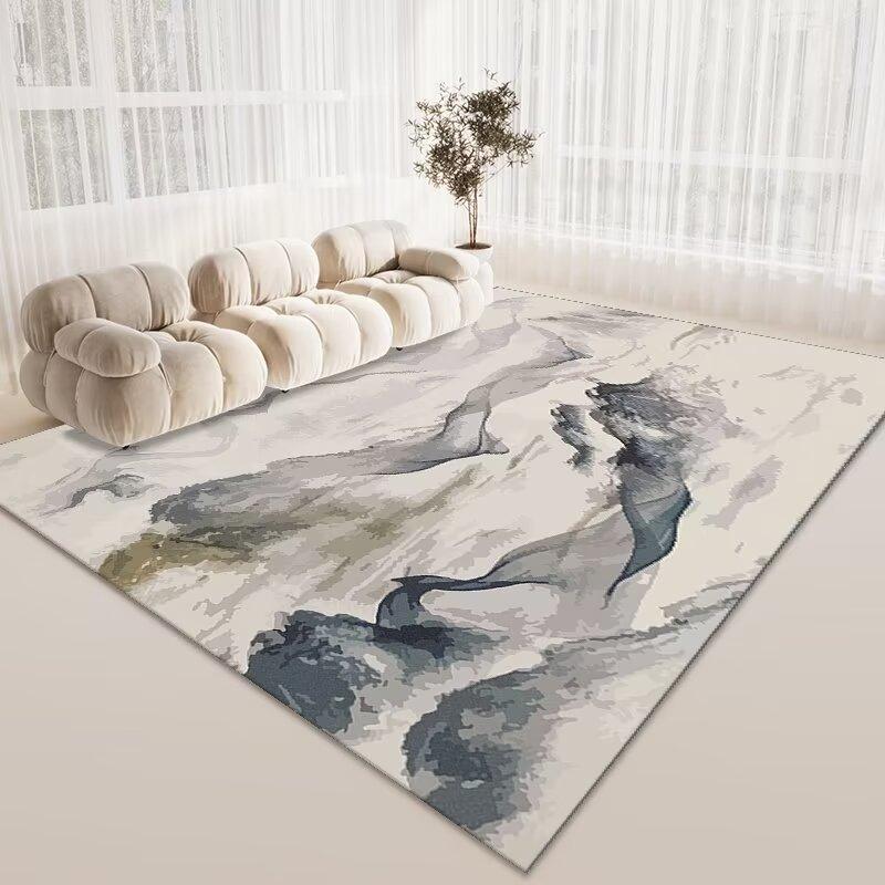 Simple Living Room Sand Carpet, Bedroom Bedside Carpet, Household Commercial Crystal Velvet Thickened Floor Mat