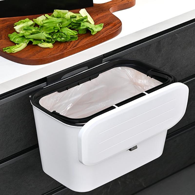 1/2Pcs Effortless Cleanup Space-Saving White Wall-Mounted Trash Bin For Kitchen - Durable Plastic Multi-Functional Garbage