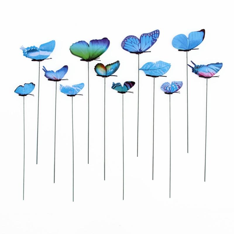 12X Lifelike 3D Butterfly Stakes for Flower Pot Indoor Outdoor Yard Garden Decor