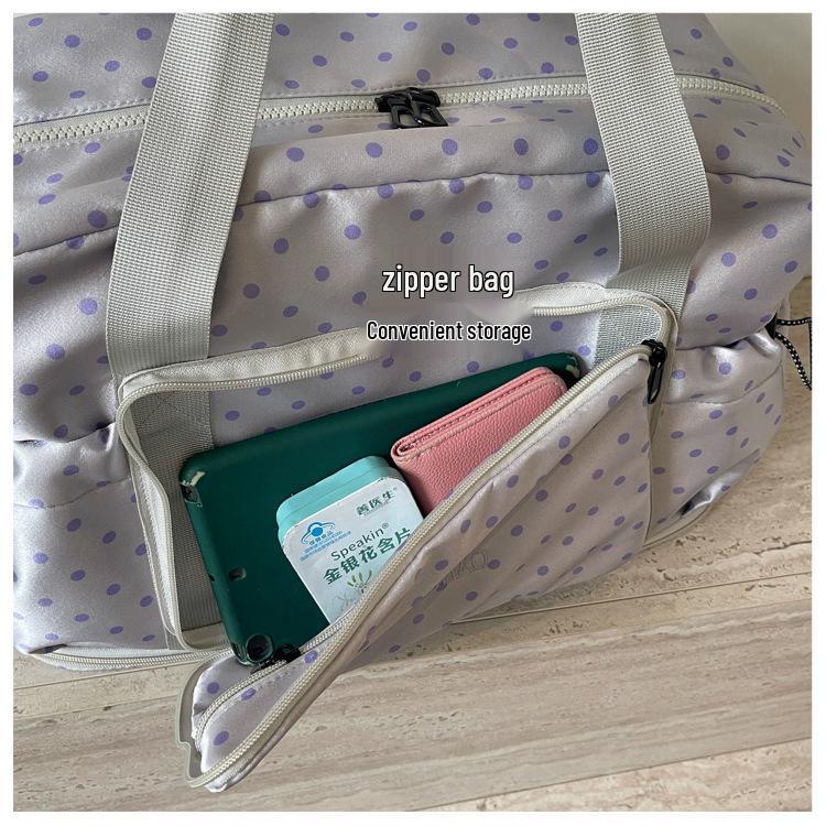 Polka Dot Multi-Functional Travel Bag - Large Capacity Fitness & Luggage Storage, Lightweight Handheld Shoulder Bag