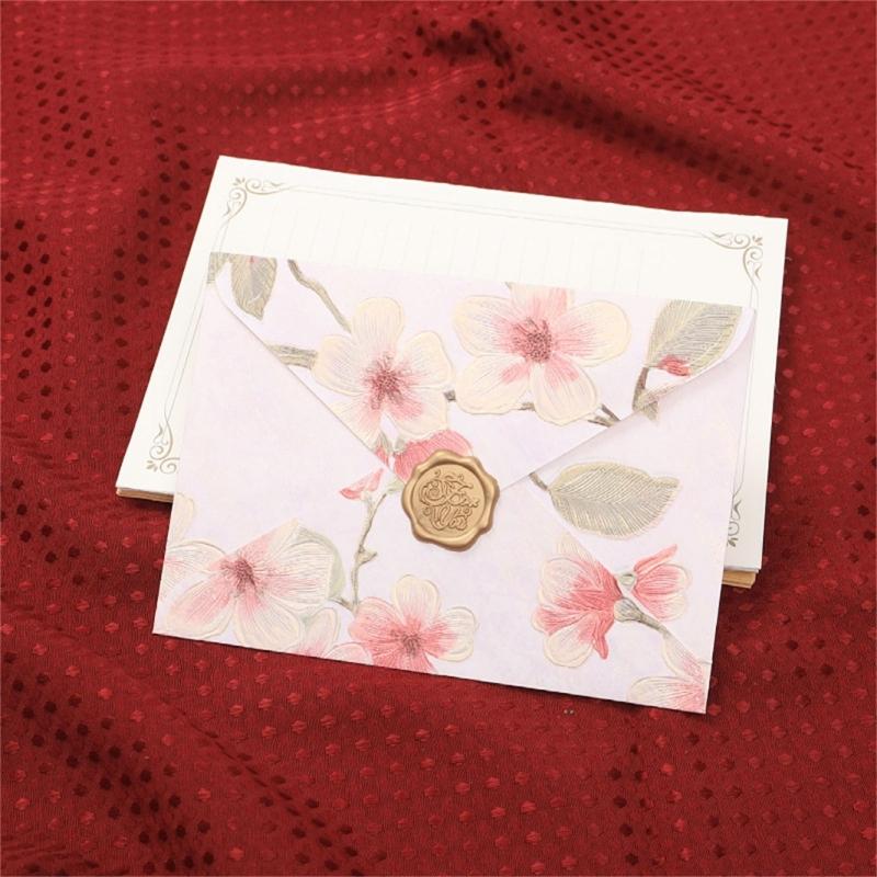 20Pcs Antique Floral Pattern Envelopes 6.46x4.4Inch Folding Envelopes For Wedding Invitation Valentines Card And Mailing