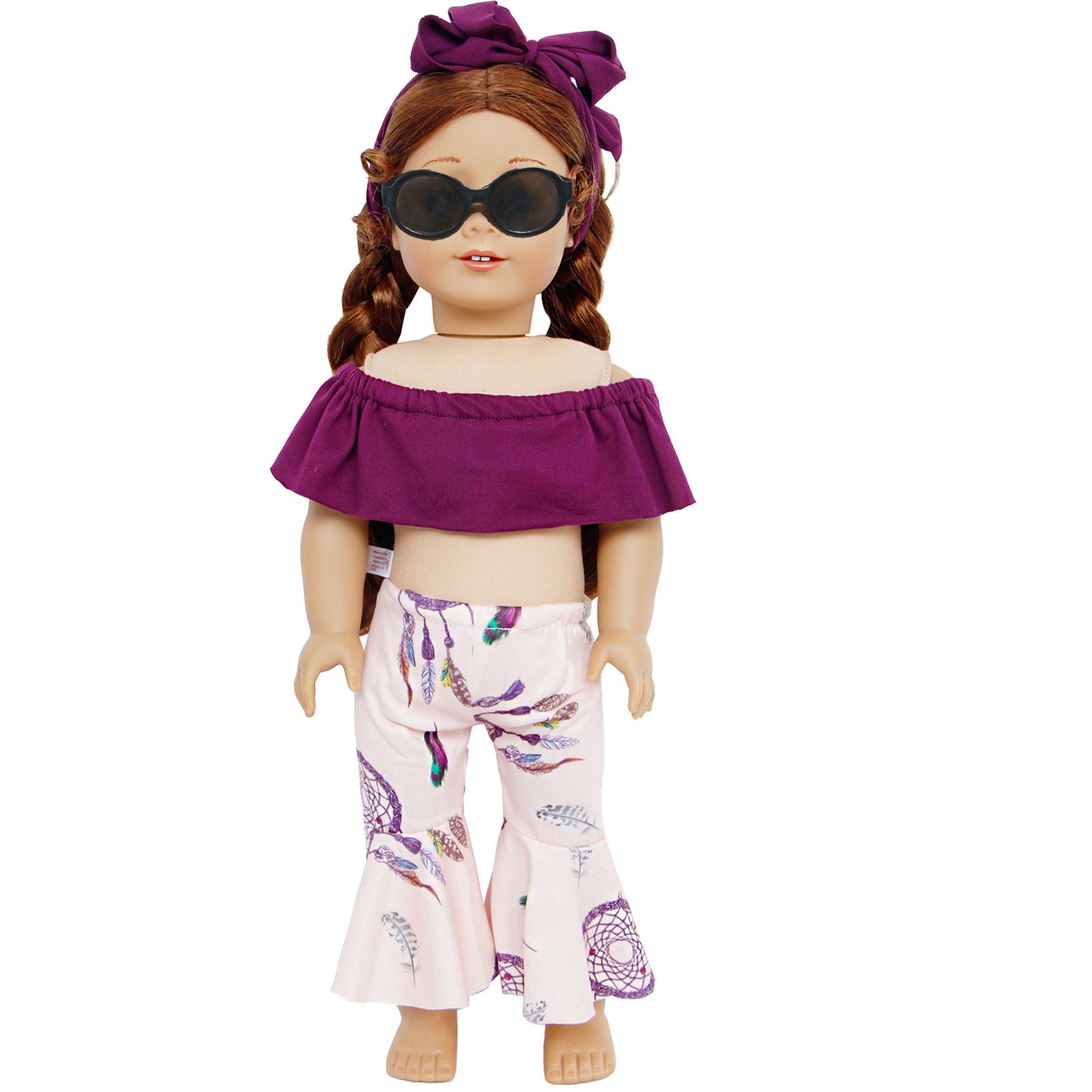 

Платье для кукол 18 дюймов, одежда с очками, модный игровой набор, аксессуары для кукольного домика, наряд для куклы 45 см, игрушка для девочек, подарок на день рождения(НЕТ КУКЛ)