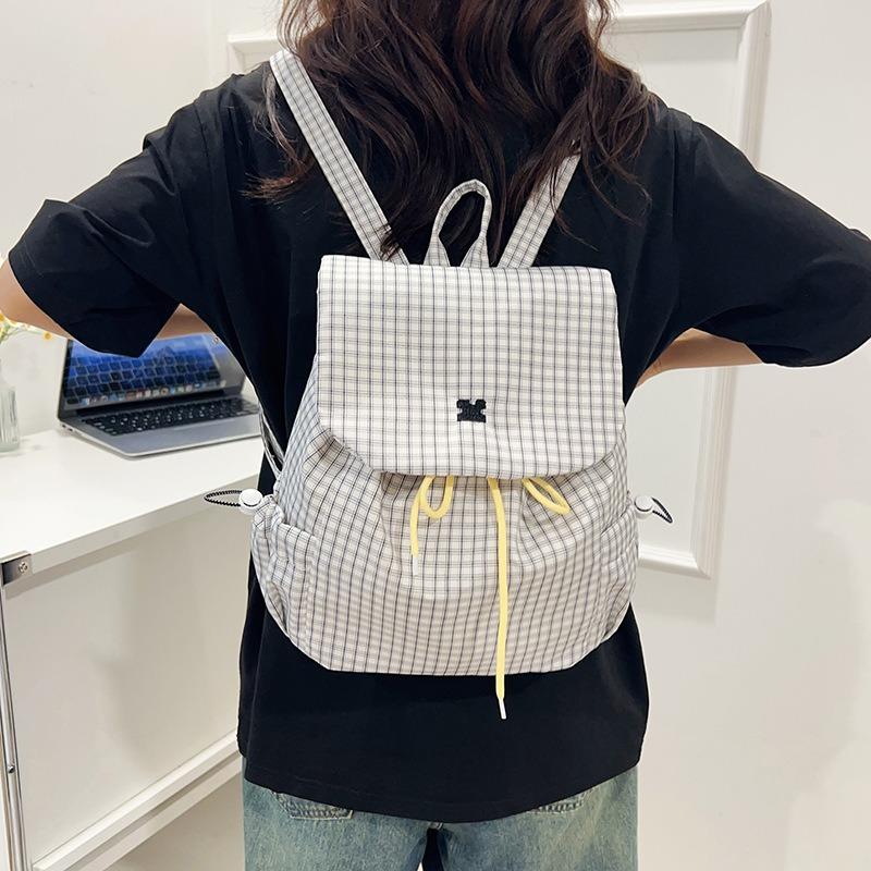 Canvas plaid bag women's summer new women's bag backpack commuter casual small backpack shoulder bag