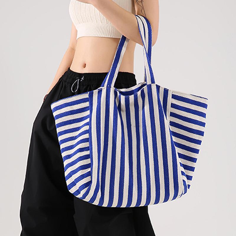 Korean Version Large Capacity Tote Bag New Fashion Striped Tote Bag Shoulder Bag
