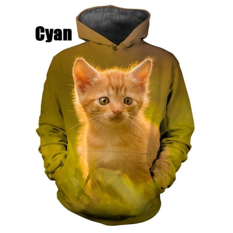 Men/women 3d Printed Cat Hoodie Funny Pullover Casual Sweatshirt Hooded Tracksuits