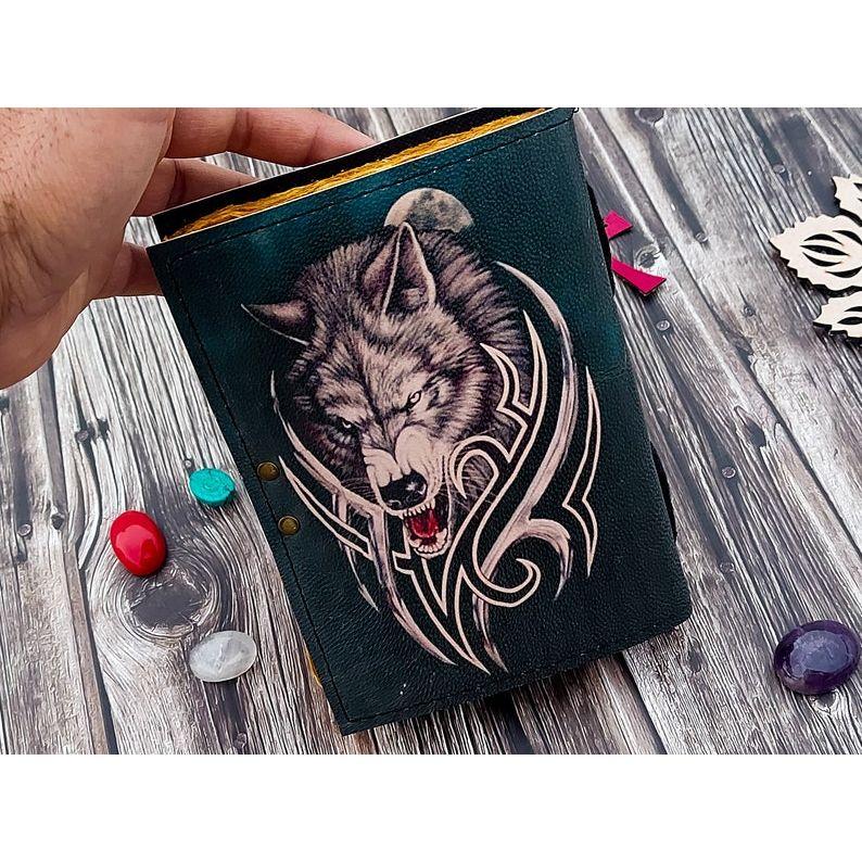 Wolf Handmade Leather Bound Journal Writing Notebook Diary Notepads for Men & Women Blank Antique Paper Poetry book crismas gift