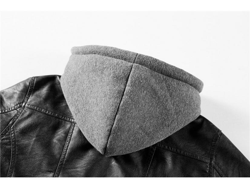 Grenzüberschreitende Damen Slim Motorradlederjacke mit abnehmbarer Kapuze - Herbst/Winter Modetrend