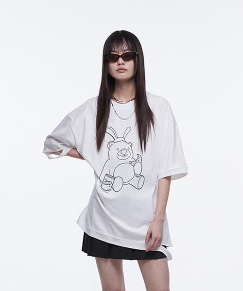 Fake Mama [Fake Mama X Alchemist] Bear Print Oversized Top_White Free