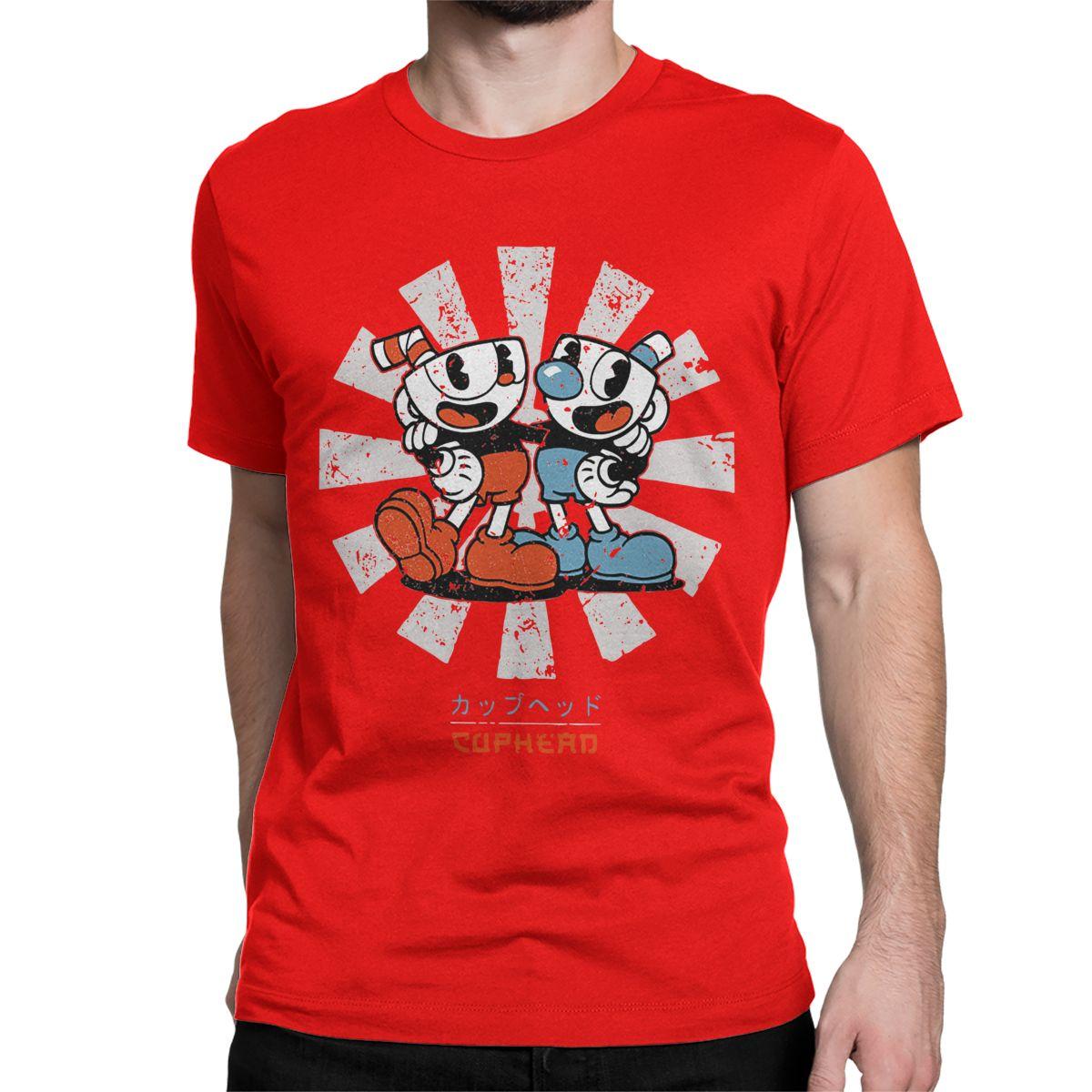 

Мужские Женские Ретро Футболки Cuphead Игра Аниме Одежда из Чистого Хлопка Новинка Футболки с Коротким Рукавом и Круглым Вырезом Футболки Новое Поступление S