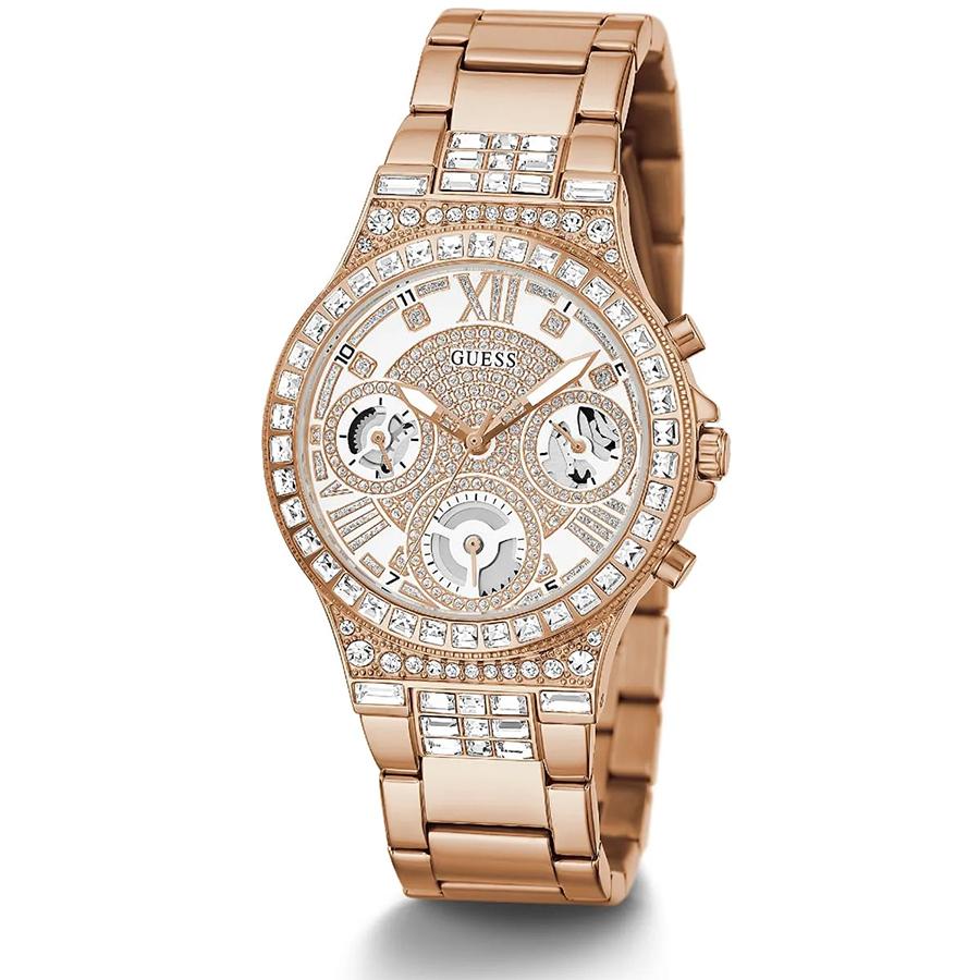 Watch Women Quartz Movement Crystal Inlaid Rose Gold Dial Strap Luxurious Design Fashionable Style For Daily/Date Wear A Gift For Girlfriends GW0320L3